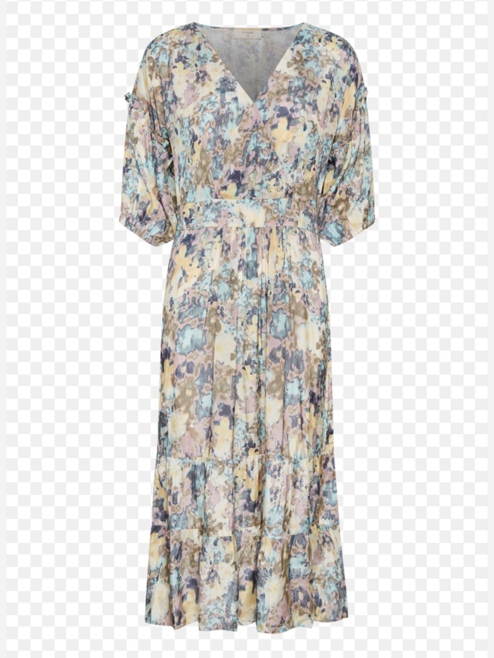 CREAM Dusta Floral V-Neck Tiered Midi Dress in Blue Meadow  NWT Size 38 or US M